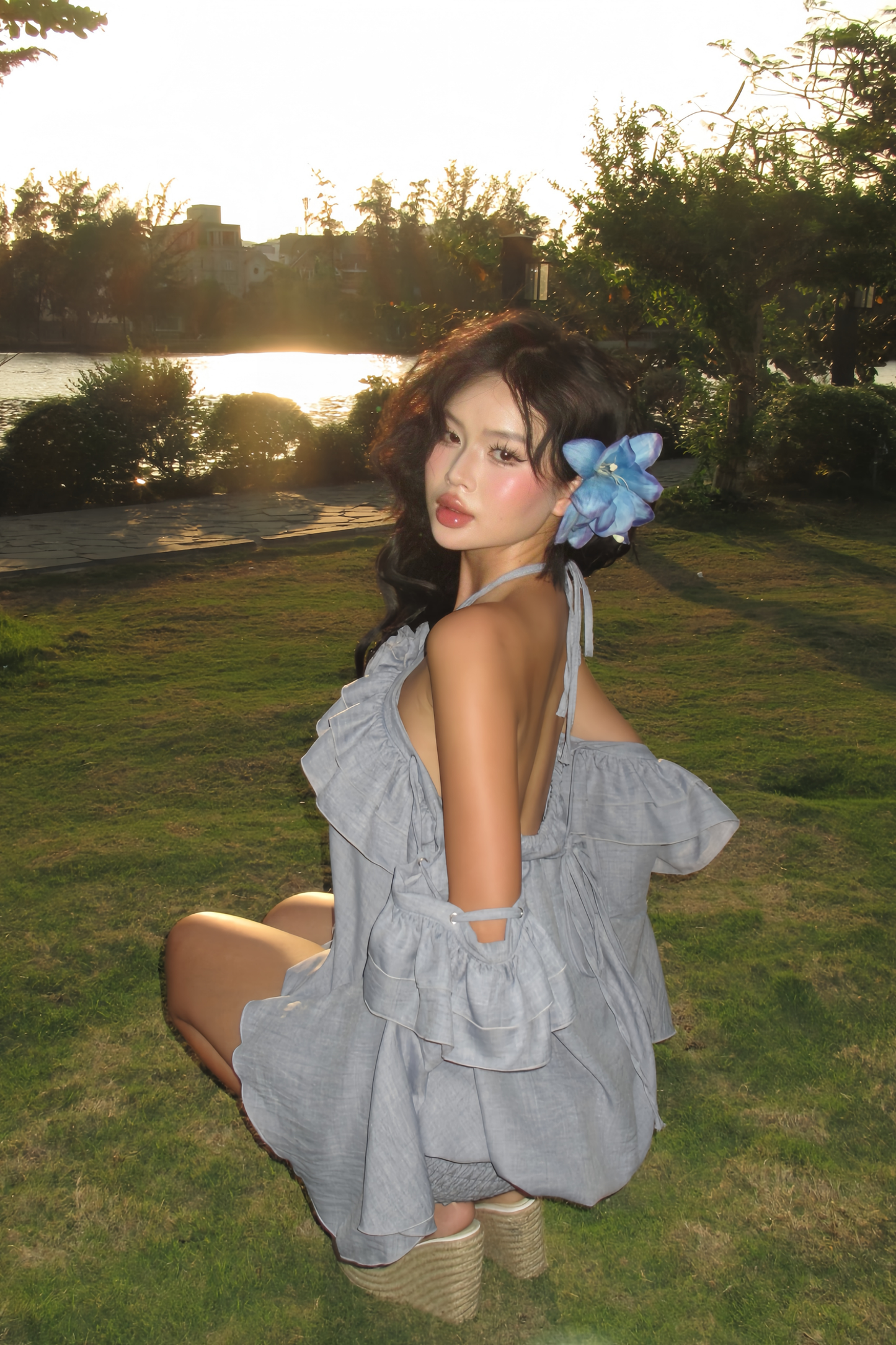 Tessa Mini Dress - Cloud Blue