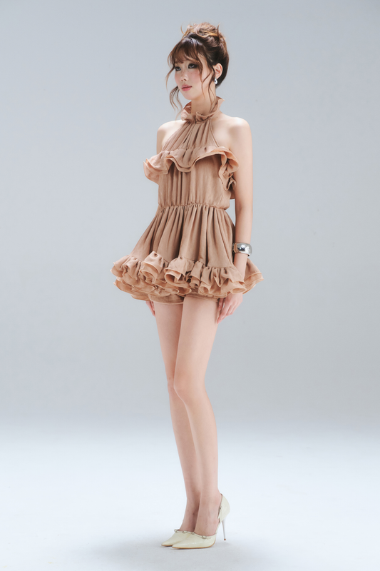 Caramel Ruffle Dress